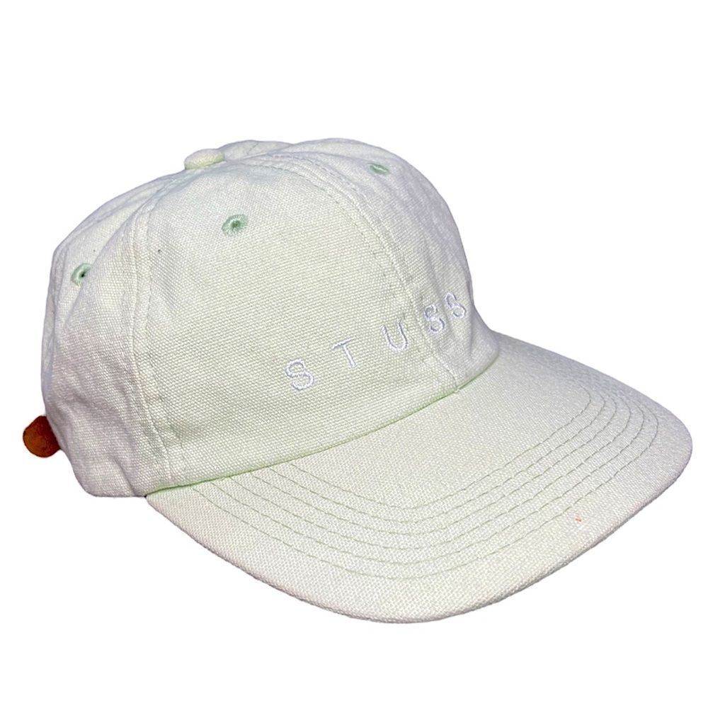 Stussy Men's Green Leather Strap Hat Baseball Cap Streetwear One Size